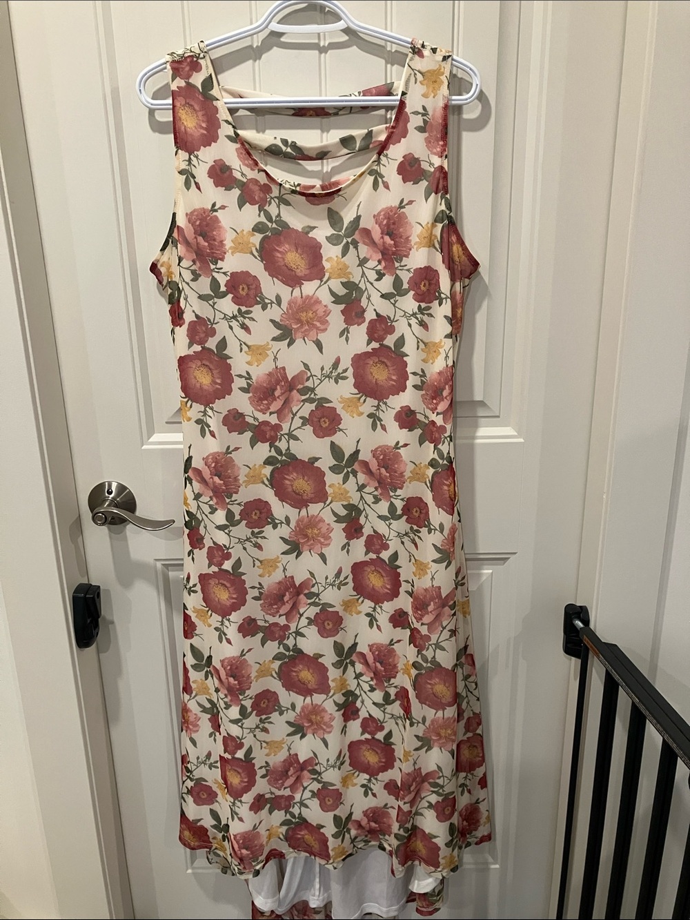 NINA LEONARD Dress A-Line Maxi CREAM PINK XL. LIKE NEW
